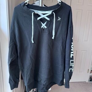 Black OrangeTheory Lace-Up Sweatshirt